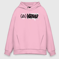 Мужское худи оверсайз Линкин Парк Лого ЧБ Рок Linkin Park