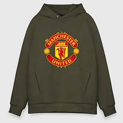 Толстовка оверсайз мужская Манчестер Юнайтед логотип, цвет: хаки