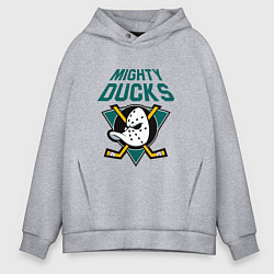 Толстовка оверсайз мужская Анахайм Дакс, Mighty Ducks, цвет: меланж