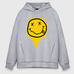 Толстовка оверсайз мужская NIRVANA SMILE НИРВАНА СМАЙЛ, цвет: меланж