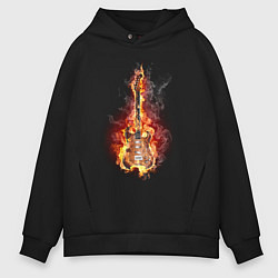 Толстовка оверсайз мужская Burning guitar, цвет: черный