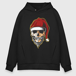 Толстовка оверсайз мужская Santa Skull, цвет: черный