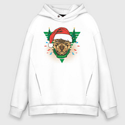 Толстовка оверсайз мужская Christmas Dog, цвет: белый