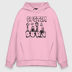 Мужское худи оверсайз Карикатура на группу System of a Down