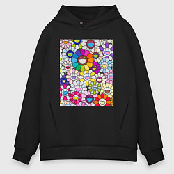 Толстовка оверсайз мужская Field of Flowers Мураками, цвет: черный