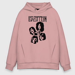 Толстовка оверсайз мужская Участники группы Led Zeppelin, цвет: пыльно-розовый