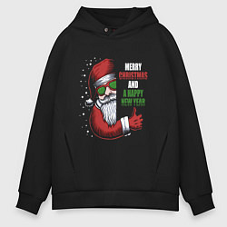 Толстовка оверсайз мужская Merry Christmas and Happy New Year!, цвет: черный