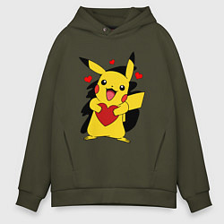 Мужское худи оверсайз ПИКАЧУ И СЕРДЕЧКО POKENON PIKACHU LOVE