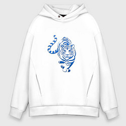 Толстовка оверсайз мужская Символ года тигр 2022, цвет: белый