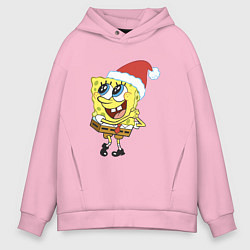 Мужское худи оверсайз Рождественский Спанч Боб
