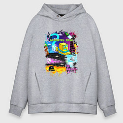 Мужское худи оверсайз Geometry Dash: Pixel Logo