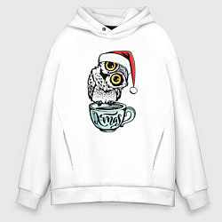 Толстовка оверсайз мужская X-mas Owl, цвет: белый