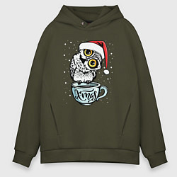 Толстовка оверсайз мужская X-mas Owl, цвет: хаки