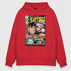 Толстовка оверсайз мужская Супермен и Лоис обложка Superman 165, цвет: красный