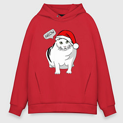 Мужское худи оверсайз НОВОГОДНИЙ КОТ БЕНДЕР МЕМ