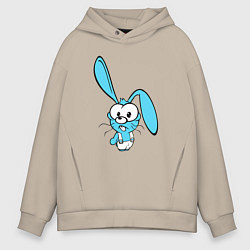Мужское худи оверсайз Заяц пучеглазый голубенький