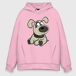 Мужское худи оверсайз Щенок глазастый бежевый