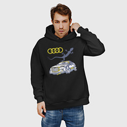 Толстовка оверсайз мужская Audi Quattro - зачётное точило!, цвет: черный — фото 2