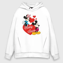 Толстовка оверсайз мужская Mickey x Minnie Love, цвет: белый