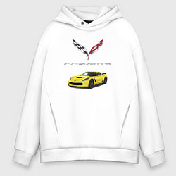 Толстовка оверсайз мужская Chevrolet Corvette motorsport, цвет: белый