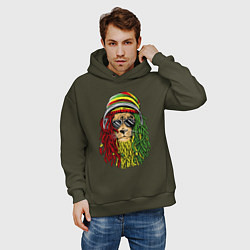 Толстовка оверсайз мужская Rasta lioN, цвет: хаки — фото 2