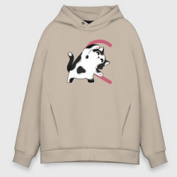 Мужское худи оверсайз Кот половина сердца