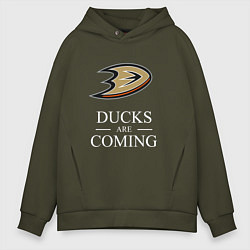 Толстовка оверсайз мужская Ducks Are Coming, Анахайм Дакс, Anaheim Ducks, цвет: хаки
