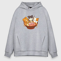 Мужское худи оверсайз Kawaii Cat Ramen