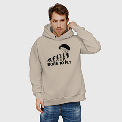 Толстовка оверсайз мужская Рожденный летать, цвет: миндальный — фото 2