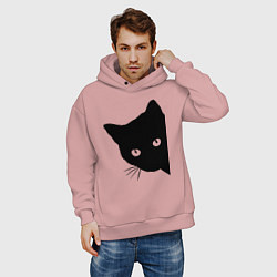 Толстовка оверсайз мужская Всё тот же чёрный котяра!, цвет: пыльно-розовый — фото 2