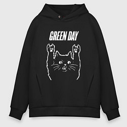 Мужское худи оверсайз Green Day Рок кот