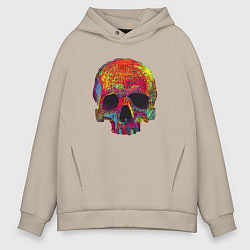 Толстовка оверсайз мужская Cool color skull, цвет: миндальный