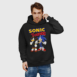 Толстовка оверсайз мужская ЕЖ СОНИК SONIC THE HEDGEHOG, цвет: черный — фото 2
