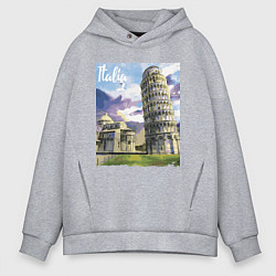 Толстовка оверсайз мужская Италия Пизанская башня, цвет: меланж