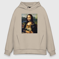 Мужское худи оверсайз Shiba Inu Mona Lisa