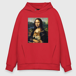 Мужское худи оверсайз Shiba Inu Mona Lisa