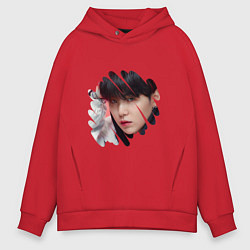 Толстовка оверсайз мужская Agust D SUGA BTS, цвет: красный