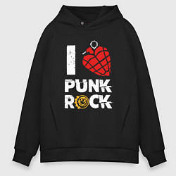 Толстовка оверсайз мужская I LOVE PUNK ROCK, цвет: черный