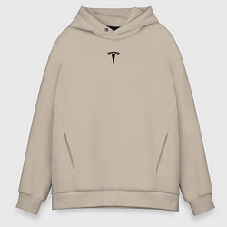 Мужское худи оверсайз TESLA BLACK LOGO МИНИМАЛИЗМ