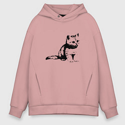 Толстовка оверсайз мужская Милый котенок Kitty, цвет: пыльно-розовый