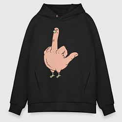 Толстовка оверсайз мужская Fuck you chicken, цвет: черный