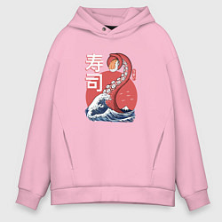 Толстовка оверсайз мужская Kraken Kawaii Sushi, цвет: светло-розовый