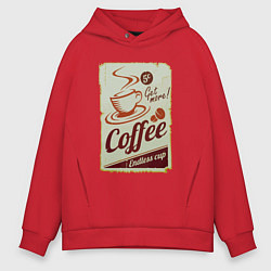 Толстовка оверсайз мужская Coffee Cup Retro, цвет: красный