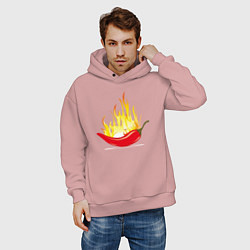 Толстовка оверсайз мужская Перец в огне, цвет: пыльно-розовый — фото 2