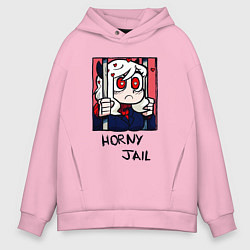 Толстовка оверсайз мужская HELLTAKER HORNY JAIL, цвет: светло-розовый