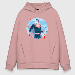 Толстовка оверсайз мужская Фигура Супермена, цвет: пыльно-розовый