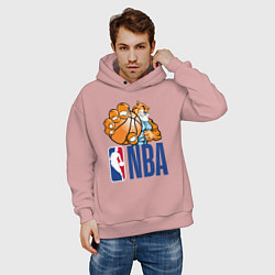 Толстовка оверсайз мужская NBA Tiger, цвет: пыльно-розовый — фото 2