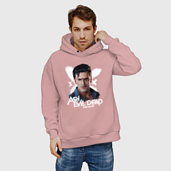 Толстовка оверсайз мужская Эш - Зловещие Мертвецы, цвет: пыльно-розовый — фото 2