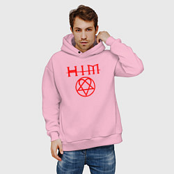 Толстовка оверсайз мужская Him logo, цвет: светло-розовый — фото 2
