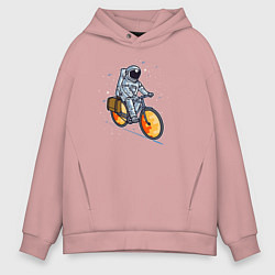 Толстовка оверсайз мужская Космонавт на велосипеде, цвет: пыльно-розовый